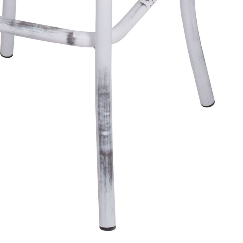 Tabouret de bar à dossier croisé, Blanc / Chêne