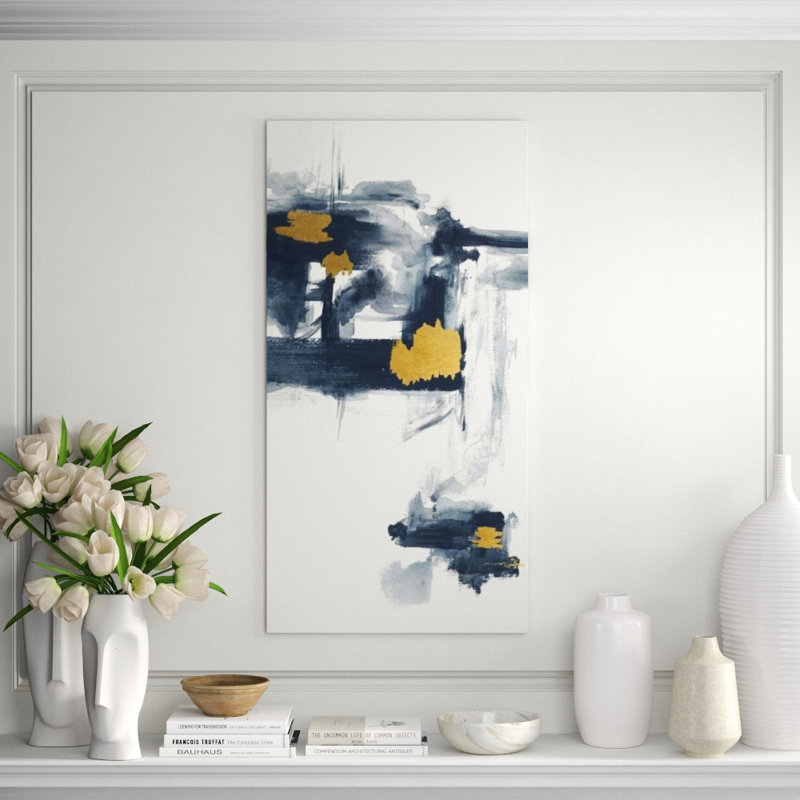Gold Dot I Painting by Sara Brown, Gild Gold, 47" H x 24" W x 1.5" D