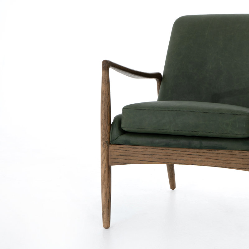 Braden Armchair, Green Genuine Leather
