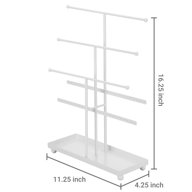 Decorative Tray with Display Bars Jewellery Stand, White