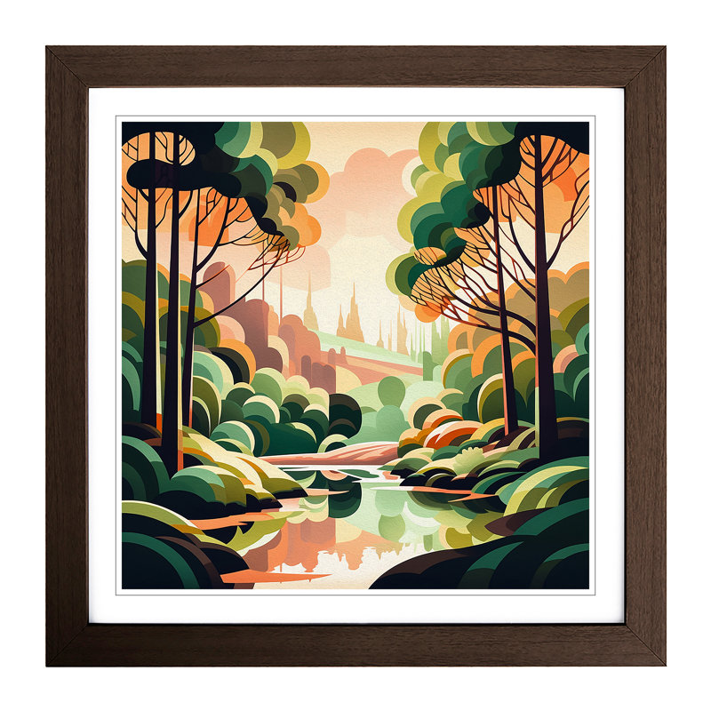 Landscape Deco No.8 - Framed Print, Walnut