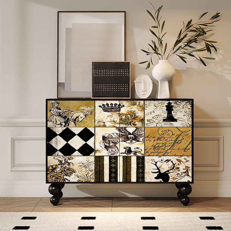 Multi-functional Sideboard,Storage Cabinet, Black/Multicolour
