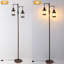 Lampe sur pied rétro à intensité variable avec 2 lanternes - Lampe rustique en cuivre rouge rustique pour le salon