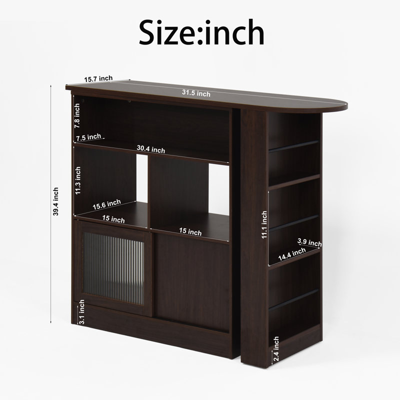 Multifunctional Modern Bar Cabinet With Rotating Top, 6 Storage Spaces And 2 Doors Cabinet