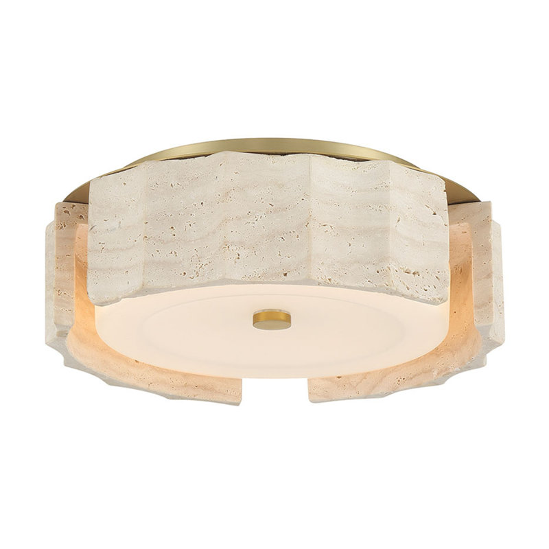 Roslington, plafonnier encastré, 12 po, or, verre opale gravé, Doré