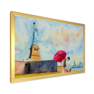 «Romantic Couple In Love In Manhattan», reproduction sur toile flottante