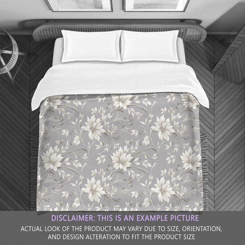Polyester Floral Comforter, King Comforter, Gray/Silver