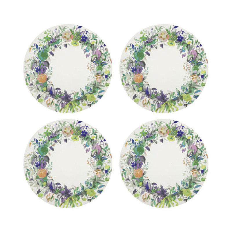 Wreath Flowers Pebble 16" Vinyl Placemat, Green