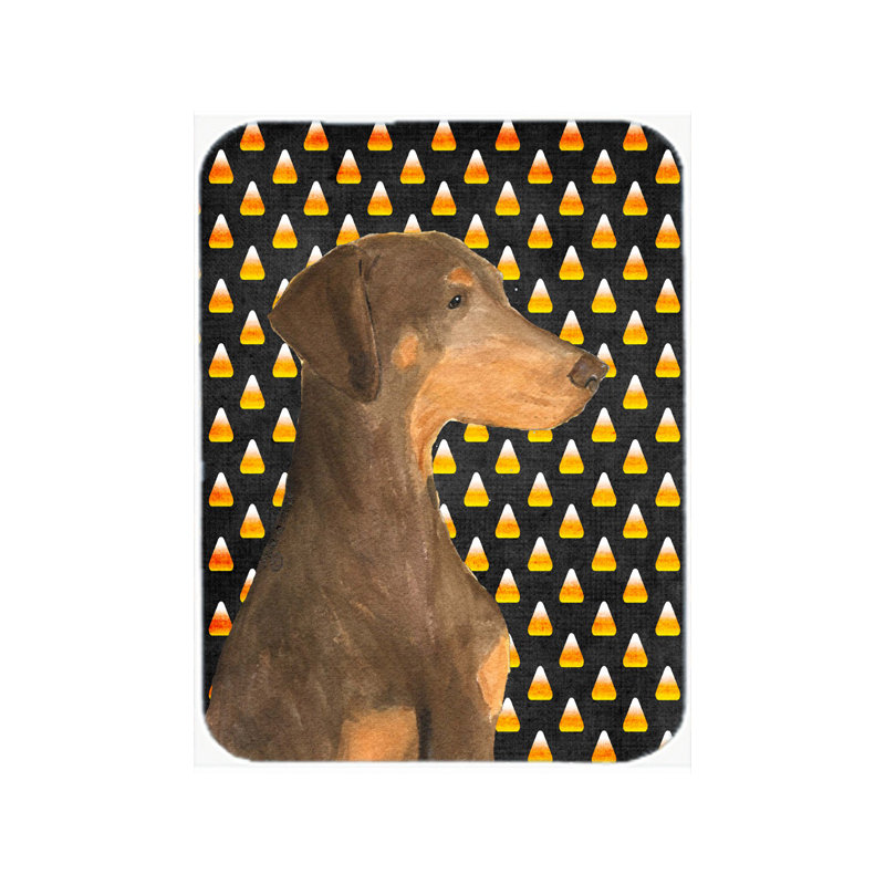 Planche à découper en verre caroline trésors doberman Halloween Candy Corn
