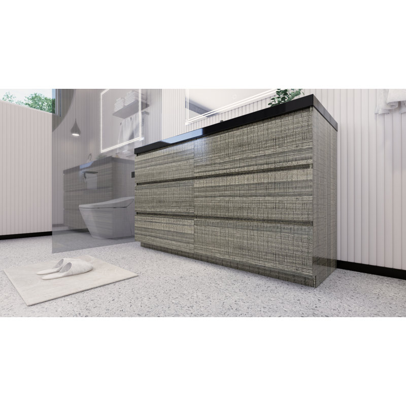 Ensemble de meuble-lavabo simple 60 po Santrice Royal, Gris cendre ultrabrillant