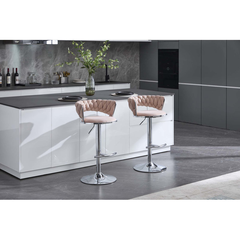 Ensemble de 2 tabourets de bar avec repose-pieds et base pivotants chromés