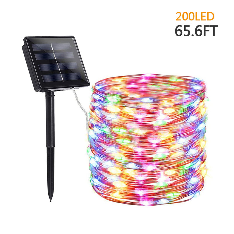 Guirlande de lumières solaires filaires imperméables, H 10,83 po x l 780 po x P 1 po, Multicolore