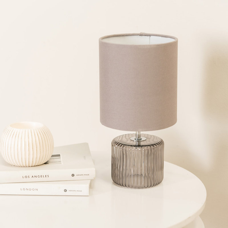 Rokiatou Glass Table Lamp, Grey Smoke Base/Grey Shade