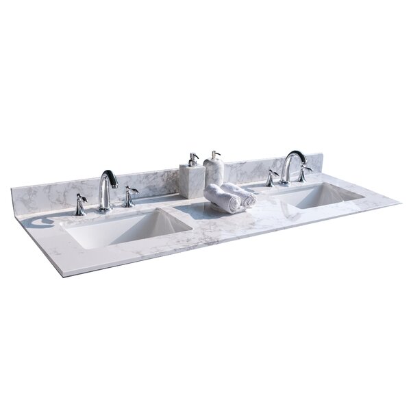 Modern Luxe Furniture 61'' Double Vanity Top with Sink and 6 Faucet ...