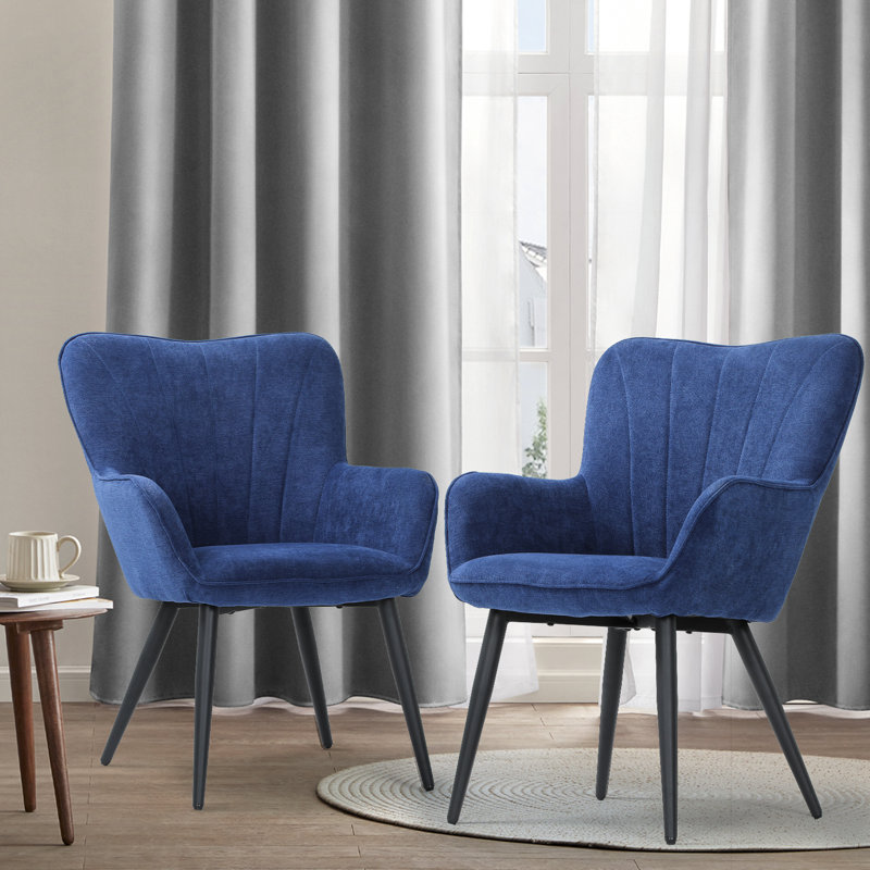 Chaises d'appoint rembourrées, fauteuils à oreilles et fauteuils de lecture modernes avec pieds en métal, Marine
