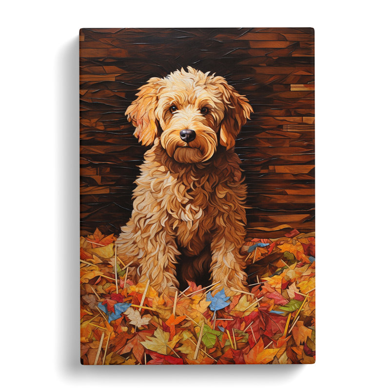 Labradoodle Hard Edge Painting - Print, 60cm H x 40cm W x 3cm D