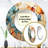 Oulman Teal Orange Petal Mosaics II - Botanicals Wall Mirror, Teal Round Decorative Mirror, Printed Metal Art-1774857783