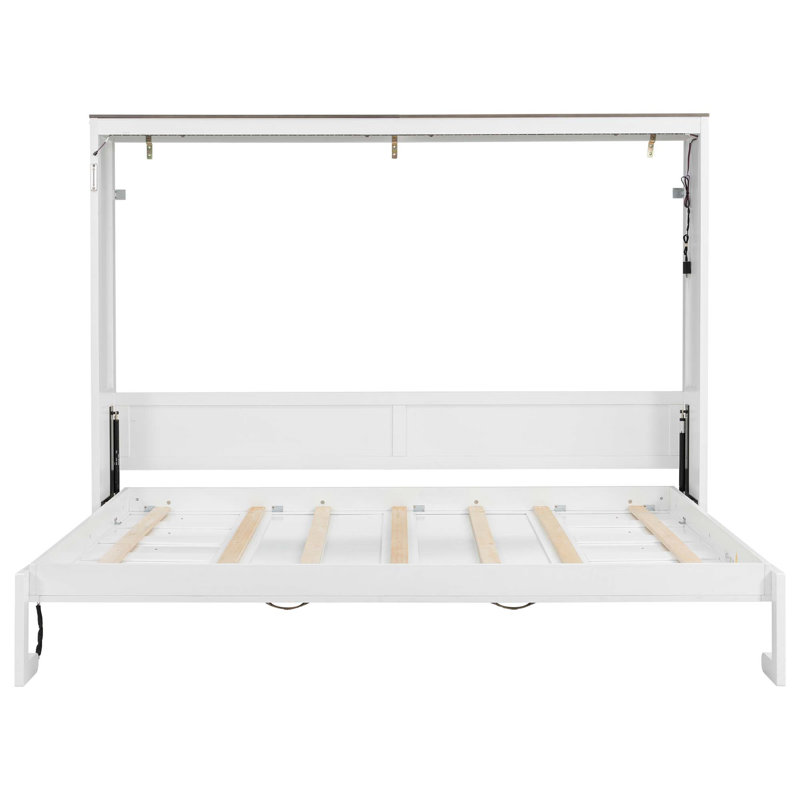 Lit escamotable pleine grandeur peu encombrant avec lumière DEL, pliable dans l'armoire, idéal pour les petites pièces et les espaces polyvalents (matelas non inclus)