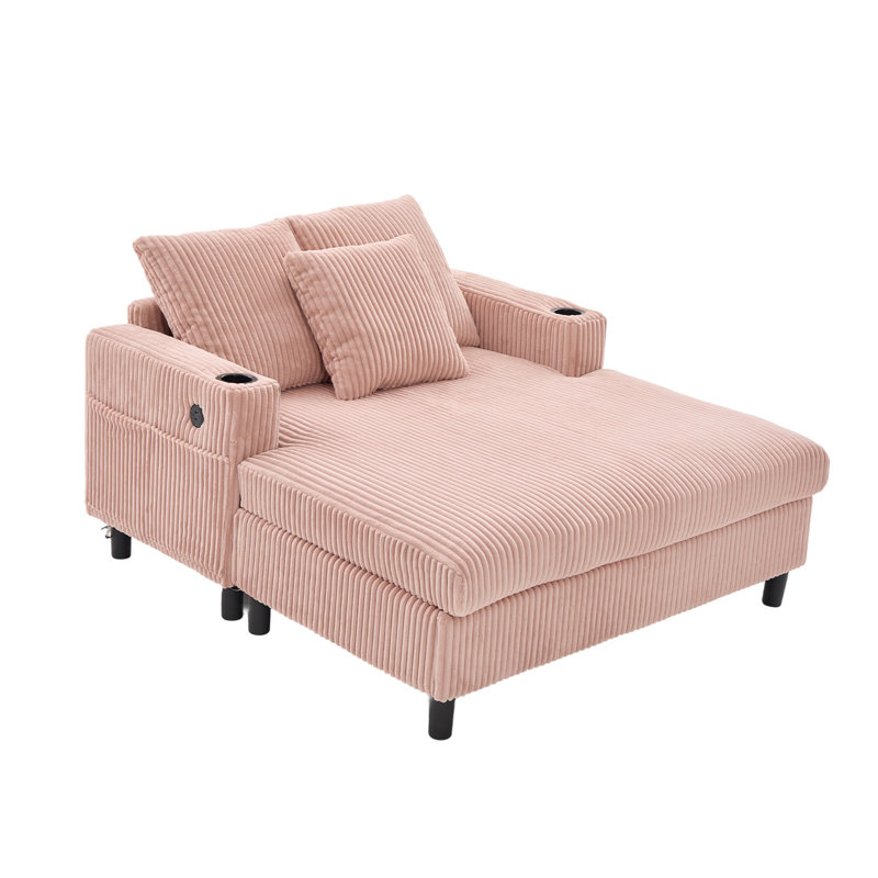Chaise longue rembourrée 50 po, Rose