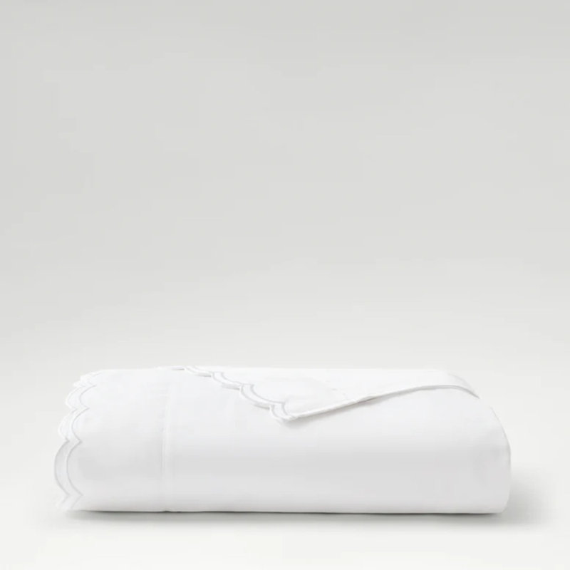 Scallop Edge Flat Sheet, White, Queen Flat Sheet