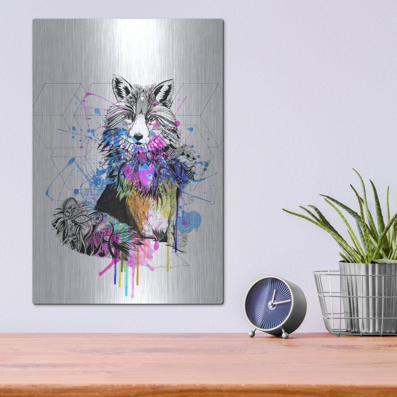 «Fox» par Karin Roberts sur métal, H 16 po x l 12 po