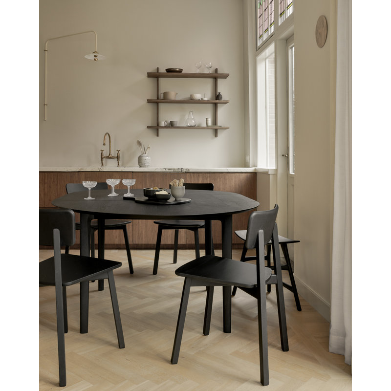 Bok Round Solid Oak Dining Table, Black