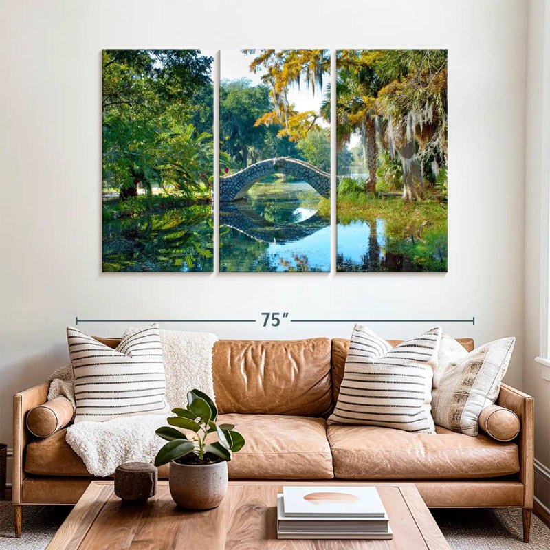 Lilie Bridge Over Pond, 42" H x 65" W