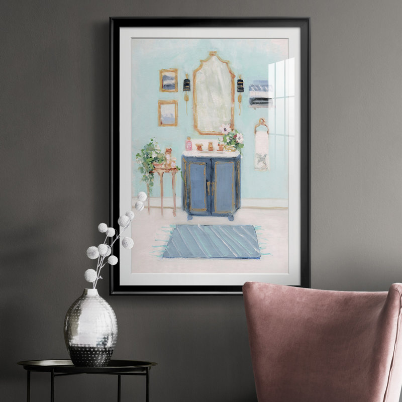 Blue Bath II - peinture encadrée, H 30,5 po x l 42,5 po x P 1,5 po, Noir