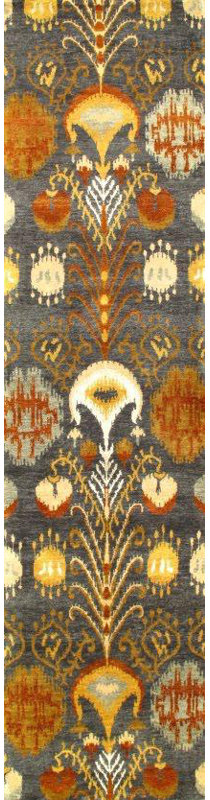 Wool Ikat Area Rug in Gray