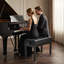 Banc de piano réglable pour duo avec rangement et siège en similicuir