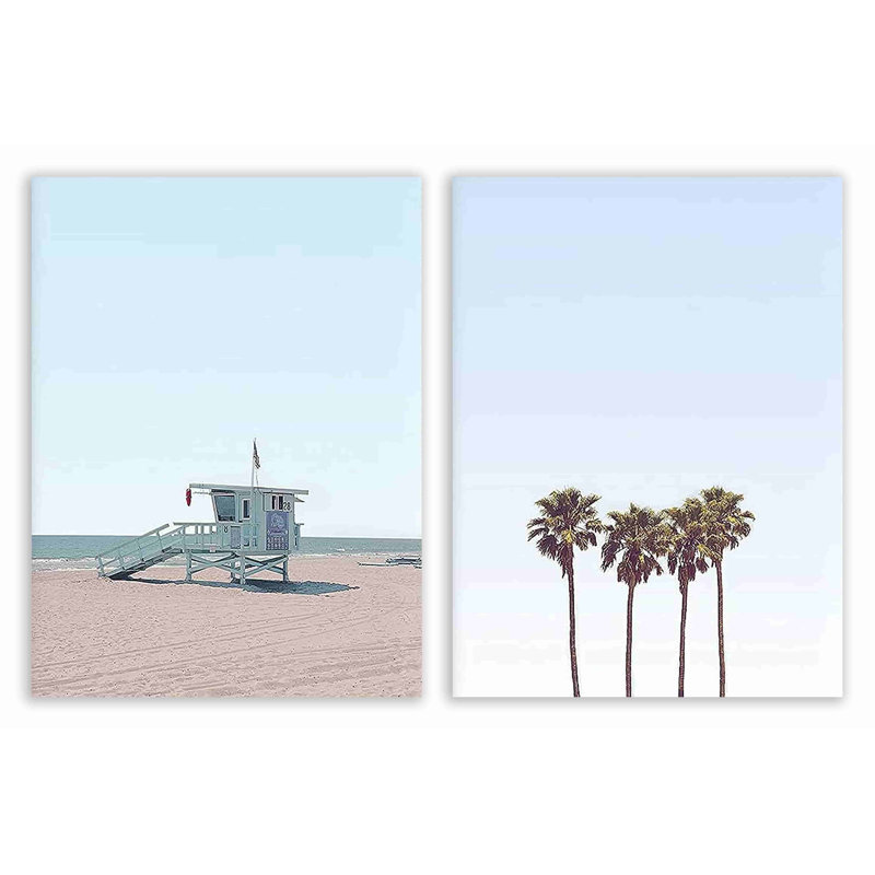 Beecher Beachside Retreat On Beach On Canvas, reproduction de 2 pièces, H 40 po x l 60 po x P 1,5 po