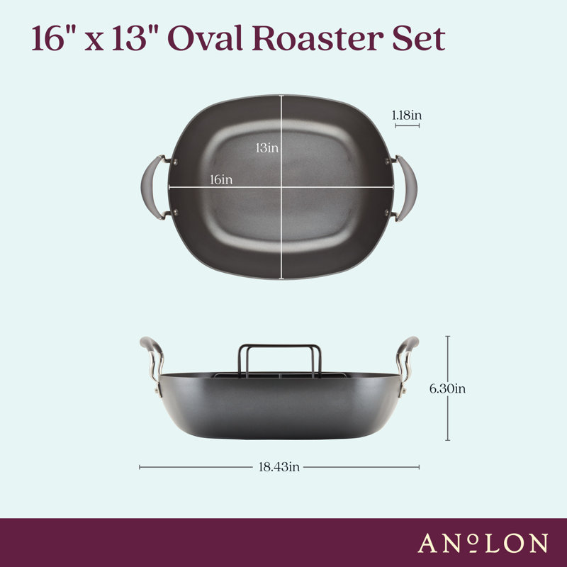 Anolon Advanced Hard Anodized Nonstick Roaster / Roasting Pan with Rack