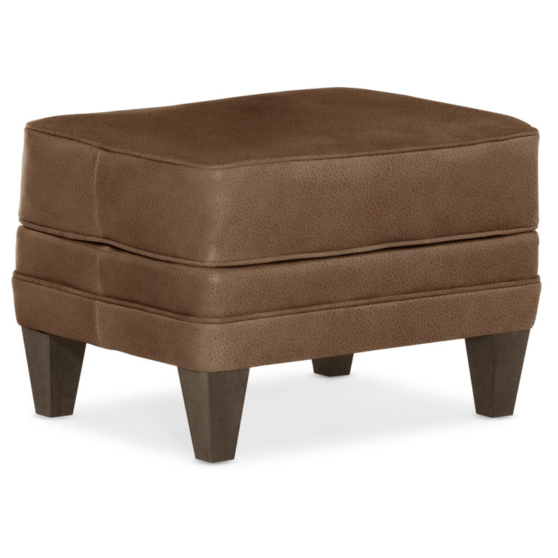 Willow Ottoman, Cobblestone, Aline Fumo Genuine Leather
