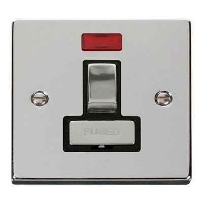 Polished Chrome 13A Fused Ingot Connection Unit Switched With Neon