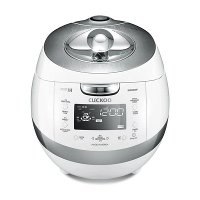 CUCKOO High Pressure Rice Cooker 6-Cup Uncooked / 12-Cup Cooked with Induction Heating Technology, Versatile Rice Maker with 16 Menu Options and Steam Plate, Voice Guide, White (CRP-BHSS0609F)