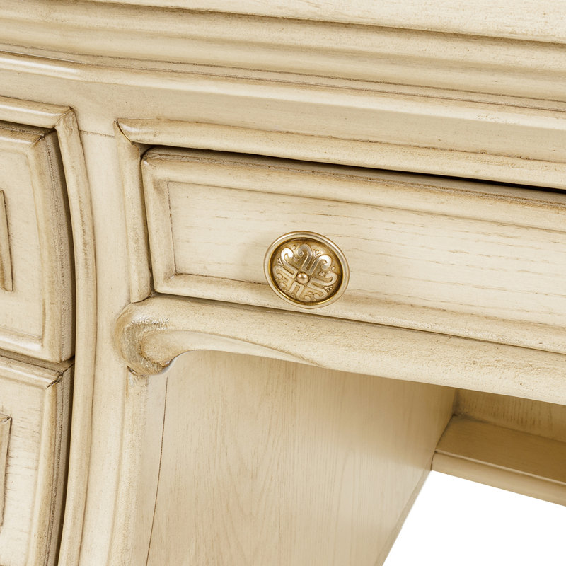 Platine de Royale Solid Wood Executive Desk, Champagne