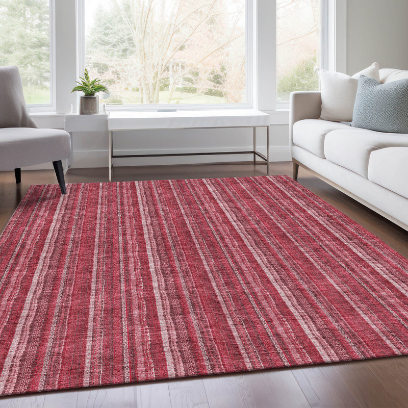 Premium Machine Washable Prisco Pink Rug, Rectangle 9' x 12'