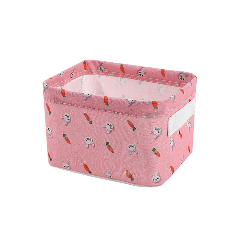 Foldable Canvas Cartoon Storage Box,Fabric Storage Basket Household Desktop Cosmetics Storage Box