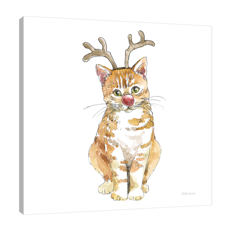 «Christmas Kitties III Square», toile tendue par Beth Grove, H 18 po x l 18 po x P 1,5 po