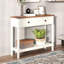 Console de style campagnard avec 2 tiroirs et tablette de rangement inférieure, table de couloir-1166360458
