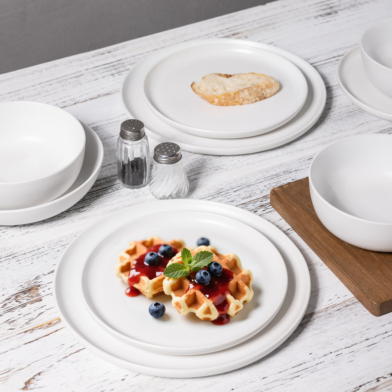 Slate 16 Piece Stoneware Dinnerware Set - Service For 4, White