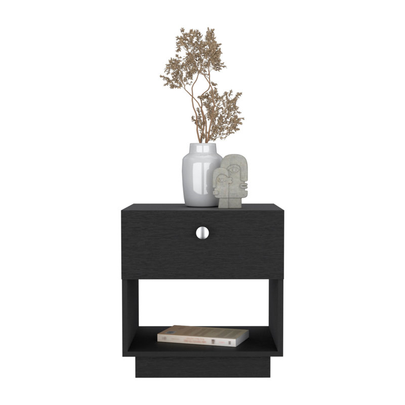 Table de chevet 20 tiroirs en bois noir 20 po