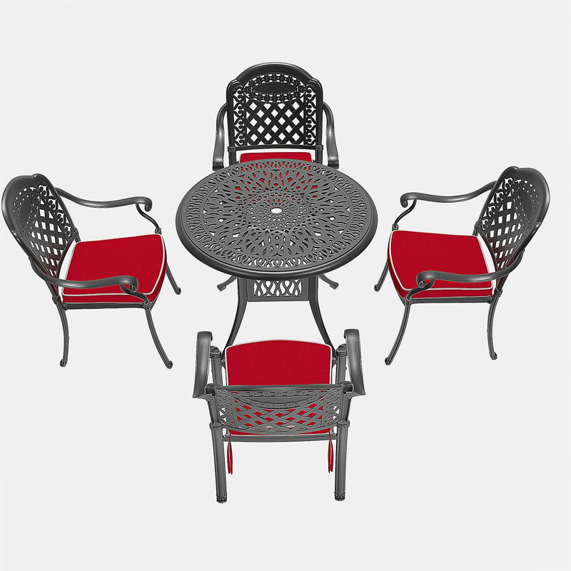 5-Piece Set Of Cast Aluminum Patio Furniture With  Cushions,Multi-Functional