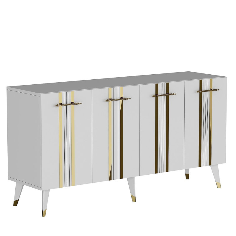 Olivia 80cm Sideboard, White/Gold