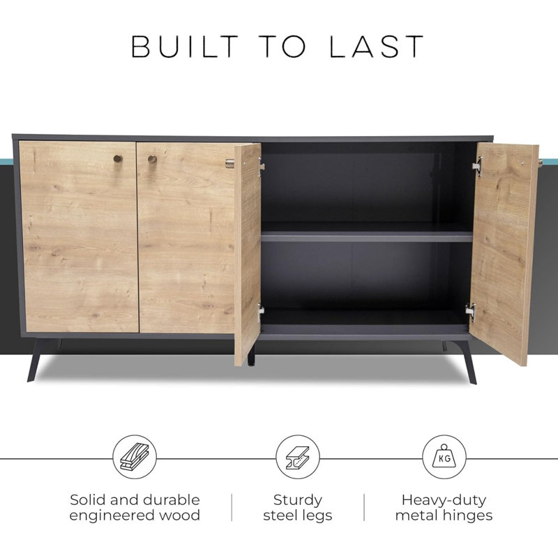 Daendy 144.78cm Solid Wood Sideboard