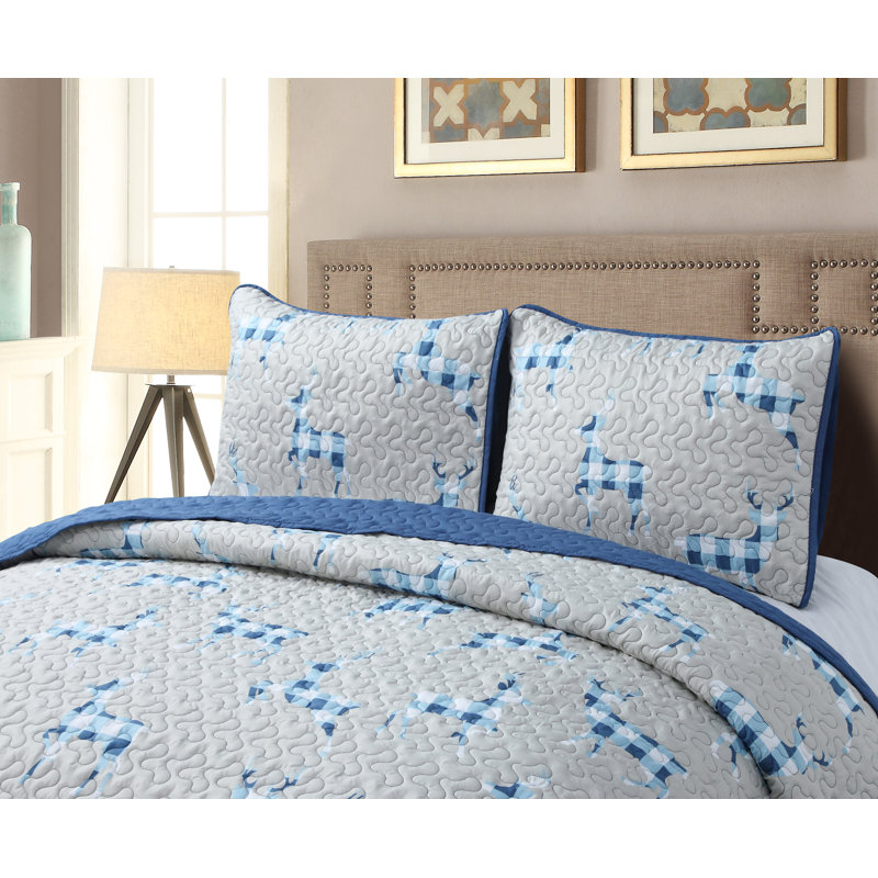 Castellon Microfiber Animal Print Sheet Set, Full/Double, Blue/Gray