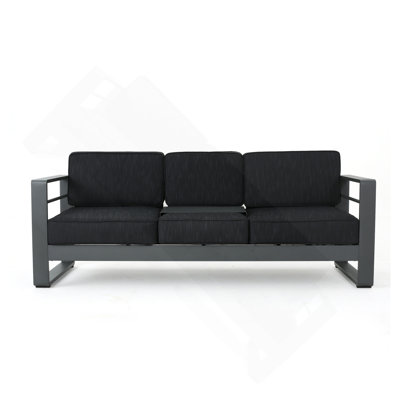 3 SEATER SOFA W/ METAL TRAY GREY