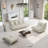 Upholstered Sofa, Lazy Sofa Faux Leather Couch Armless Bean Bag Chair Compression Floor Fireside Chair Lounge for Adult for Living Room Bedroom Apartment-106855370