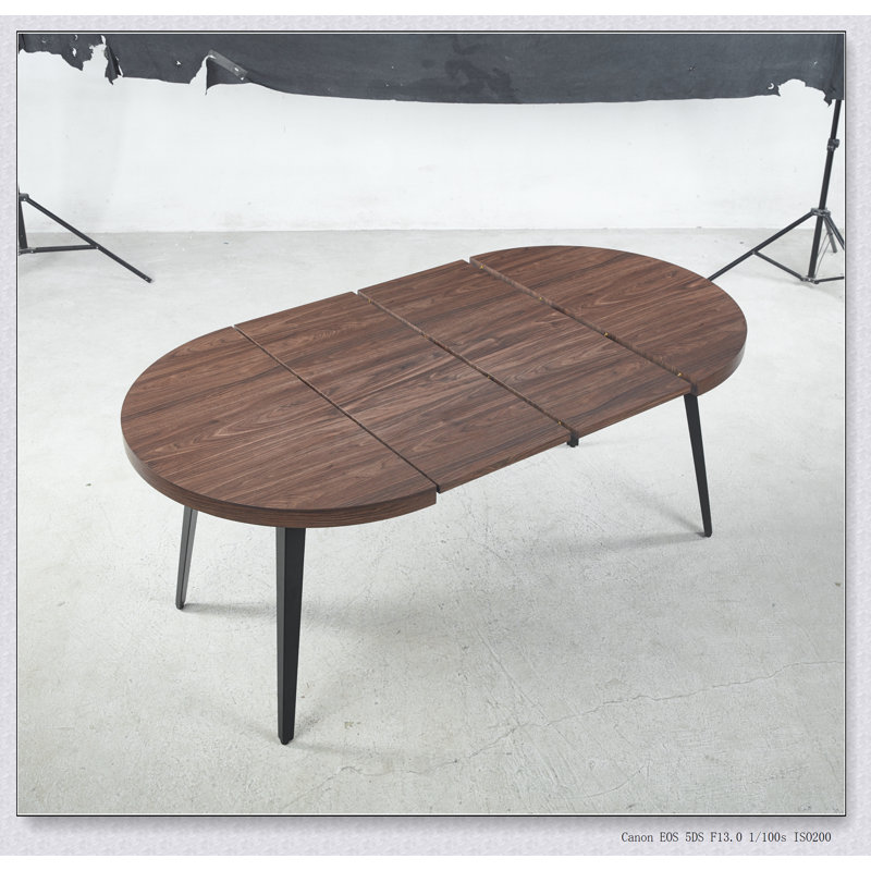 Table de salle à manger et de bureau extensible avec finition noyer, polyvalente et durable pour divers espaces, Noyer, Noir