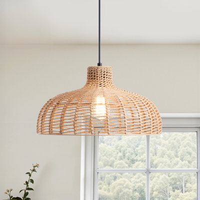 Luminaire suspendu en forme de dôme à 1 lumière avec accents de corde